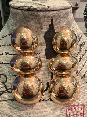 Bold Gold Triple Sphere Drop Earrings